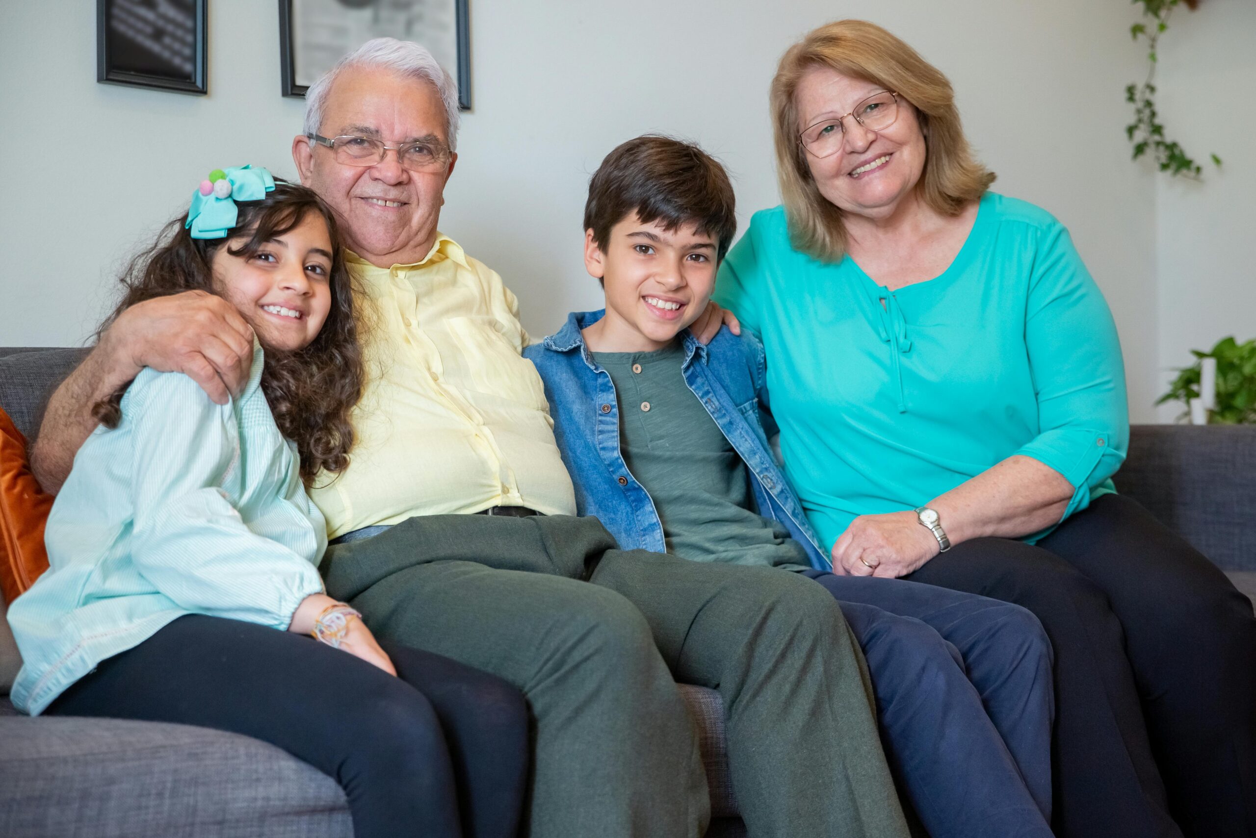 Grandpa happy with family